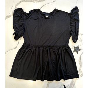 Pixie Lane NWT Flutter Sleeve Babydoll Top in Black Size 10/12